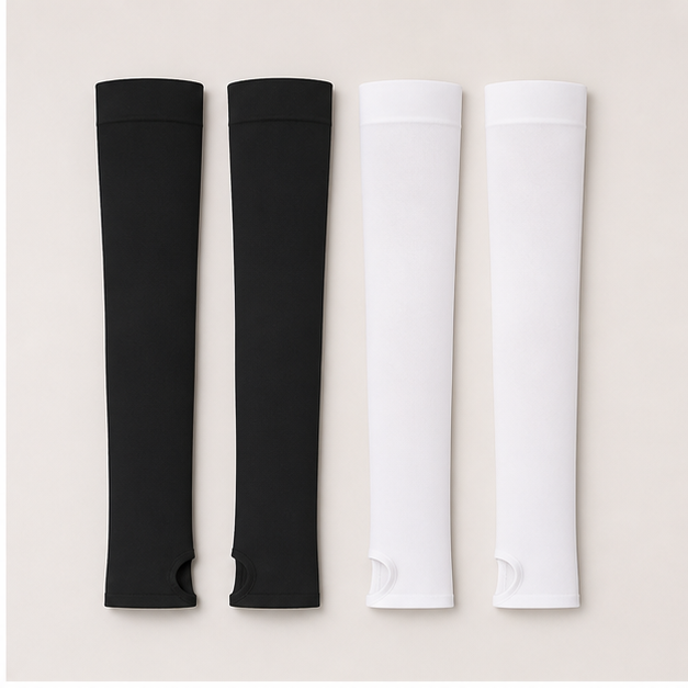 4 Pairs UV Protection Cooling Arm Sleeves Compression Arm Sleeve UPF 50 Sun Sleeves with Thumb Hole Tattoo Cover Up Sports Sleeve for Cycling Driving Golf Hiking - back view