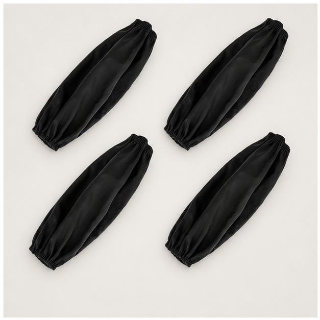 2 Pair Waterproof Arm Sleeves Covers Oilproof Sleeves for Arms PU Oversleeves Protector for Arm Forearm Protector Work Sleeves with Elastic Cuffs for Cleaning Fish Dish Washing Gardening(Black) - front view