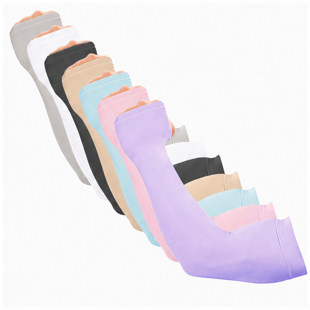 Arm Sleeves Women Men Sleeves to Cover Arms UV Cooling Sun Protection Unisex 6 Pairs Nylon Arm Sleeve Multiple Colors for Sports Cycling Golf Running Outdoor Activities - front view