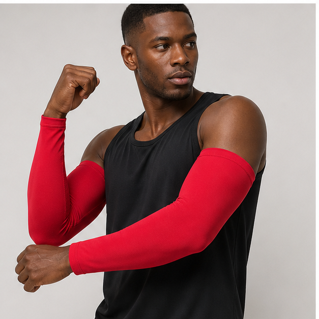 1 Pair Arm Sleeves for Men Women Arm Compression Sleeve for Football Basketball Volleyball - model view
