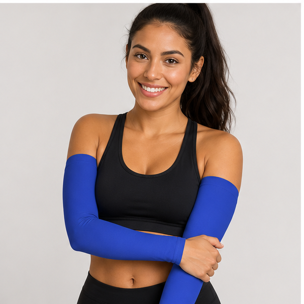 Tough Outdoors Sun Protection Arm Sleeves for Men & Women - Basketball Arm Sleeves - Football Sleeves - Sun Sleeves for Golf - model view