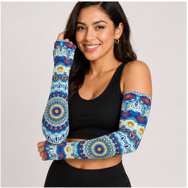 Gardening Sleeves for Women Farm Sun Protection Thorn Proof Cooling Arm Sleeves to Cover Arms for Garden Sports - model view