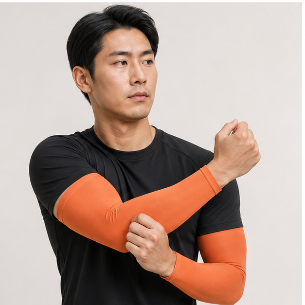 4 Pairs Plus Size Cooling Arm Sun Sleeves for Men Women UV Sun Protection Oversized Compression Sleeves - model view