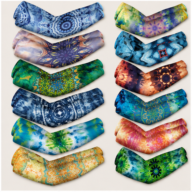 12 Pairs Women Farmers Sleeves UV Sun Protection Arm Sleeves for Cooling Cover Gardening Sports 21inch - front view