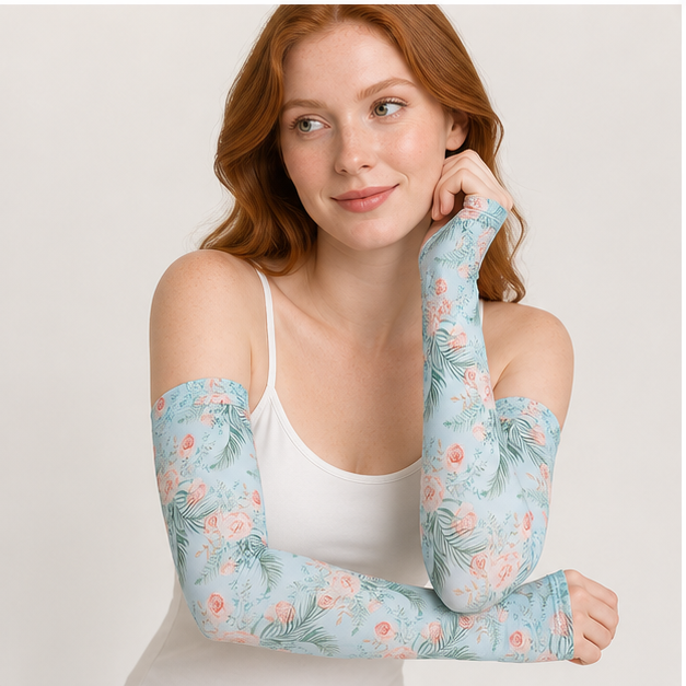 Arm Sleeves Gardening Gifts for Women - Outdoor UV Protection Cover for Plant Lover Running Biking Driving - model view