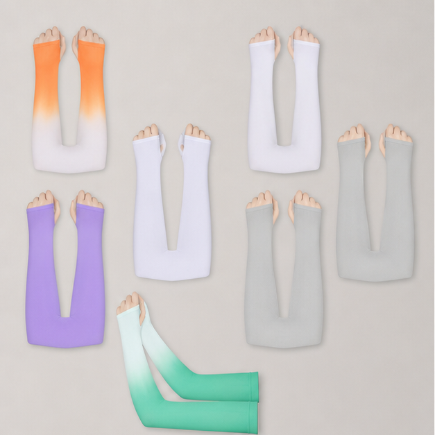 6 Pairs UV Sun Protection Arm Sleeves to Cover Arms for Women Compression Sleeves for Men - front view
