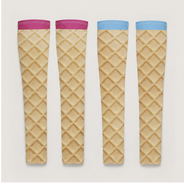 4 Pcs Ice Cream Arm Sleeves with Baseball Beaded Necklace, Youth Cooling UV Protection Compression Sleeves for Sports - back view
