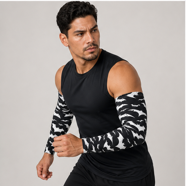 Sun Protection Cooling Arm Sleeves For Men Women,Compression Cooling Sleeve For Sports - model view