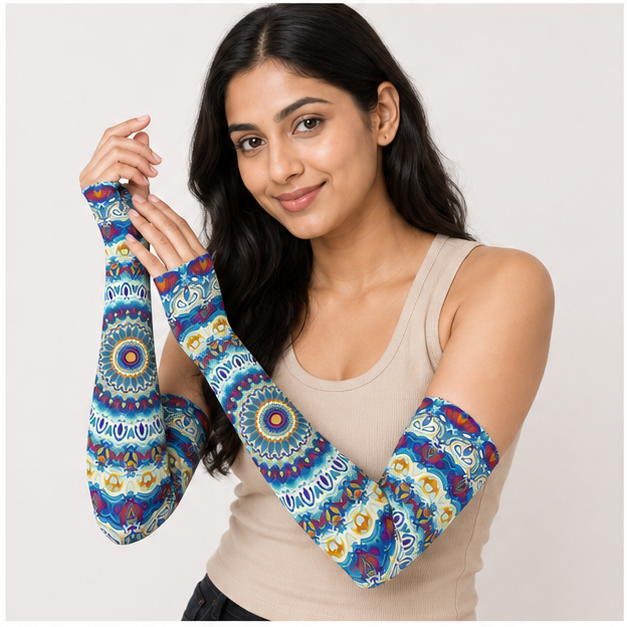 Gardening Sleeves for Women Farm Sun Protection Thorn Proof Cooling Arm Sleeves to Cover Arms for Garden Sports - model view